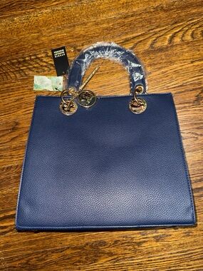 Studio Badgley Mischa Navy Blue  Structured Top-Handle Tote
